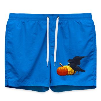 Kolkrabe kürbisse, Halloween Outfit, Vögel - Badeshorts - Cobalt blue - Vorne