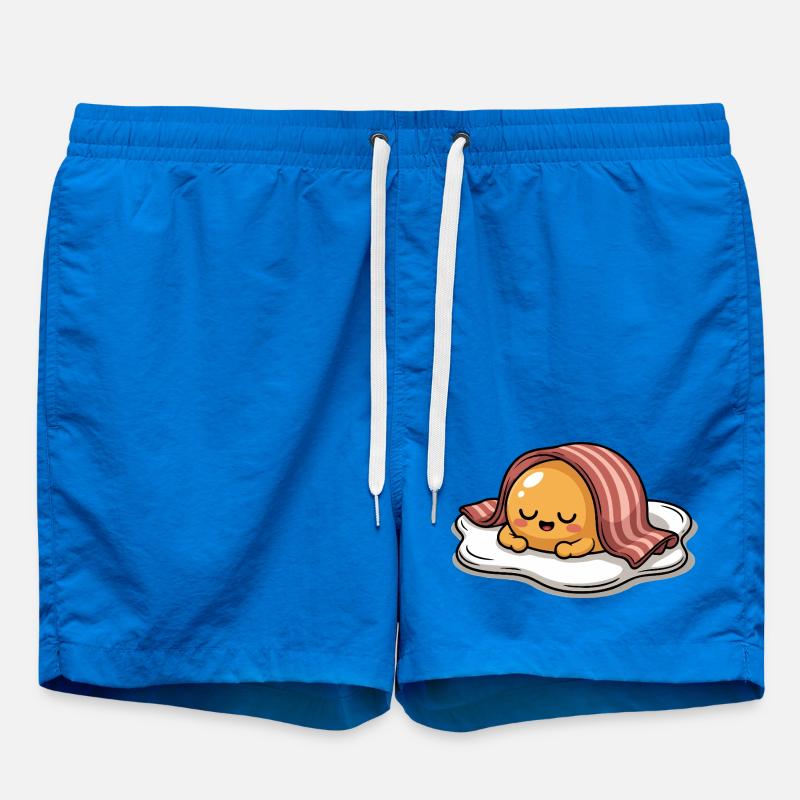 Sleeping Egg with Bacon Cartoon - Swim Trunks - cobalt blue