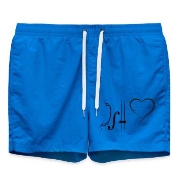 Minimalist Heart Line and Violin Sketch - Swim Trunks - cobalt blue - Front