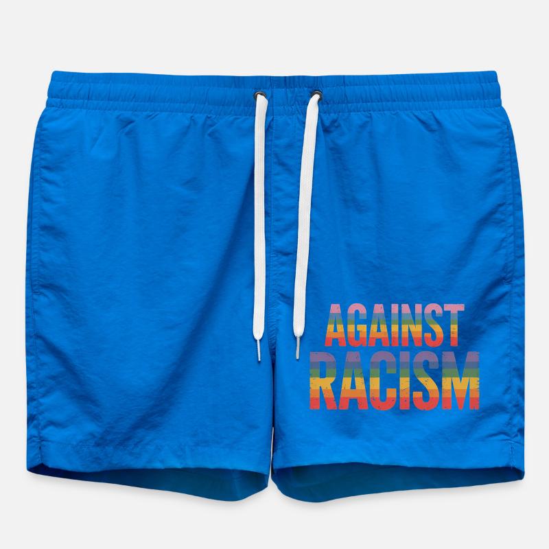 Gegen Rassismus – Antifa-Regenbogen-Tee - Badeshorts - Cobalt blue