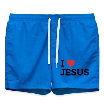I Heart Jesus Bold Graphic Tee - Swim Trunks - cobalt blue - Front