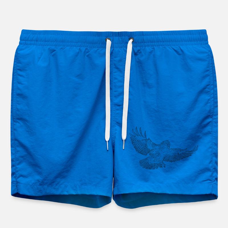 Mäusebussard, Greifvogel gezeichnet (stilisiert) - Badeshorts - Cobalt blue