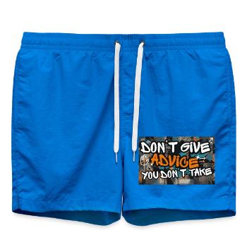 Don’t Give Advice You Don’t Take Statement - Badeshorts - Cobalt blue - Vorne - AI Model Male 185 light (185cm)
