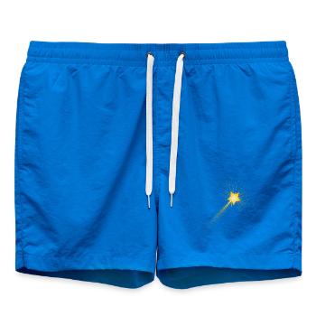 little golden falling star in the night sky - Swim Trunks - cobalt blue - Front
