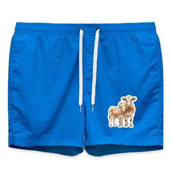 Kuh und Kalb – Aquarellkunst mit Herz - Badeshorts - Cobalt blue - Vorne