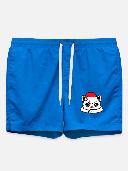 Cat Confident Santa Hat Cute Kitten - Swim Trunks - cobalt blue