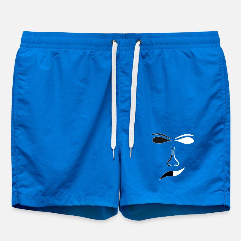 Abstract Face Lines Contrast Mask - Swim Trunks - cobalt blue