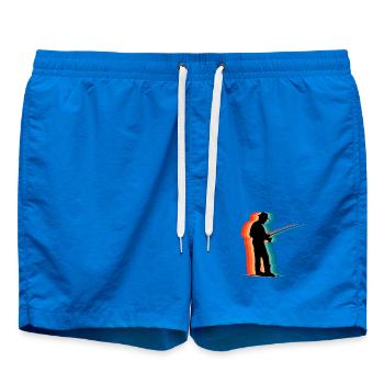 Silhouette rétro de pêcheur Papa pêcheur vintage - Short de bain - cobalt blue - Devant - AI Model Male 185 light (185cm)