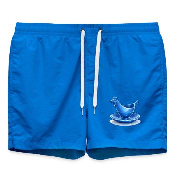 Fanart de poulet en coquetiers d’œufs de la RDA bleue, Ostalgie - Short de bain - cobalt blue - Devant - AI Model Male 185 light (185cm)