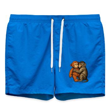 Monkey Hug: Monkey Friendship - Swim Trunks - cobalt blue - Front