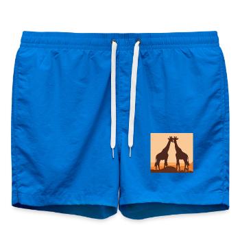 Giraffe Love Safari Silhouette Nature Shirt - Short de bain - cobalt blue - Devant - AI Model Male 185 light (185cm)