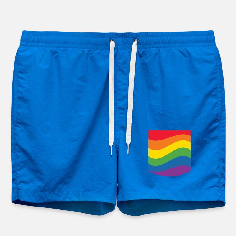 Rainbow Wave Pride Flag Minimal Design - Badeshorts - Cobalt blue