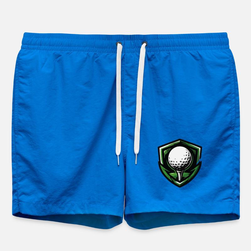 Shield Golf Ball Emblem - Swim Trunks - cobalt blue