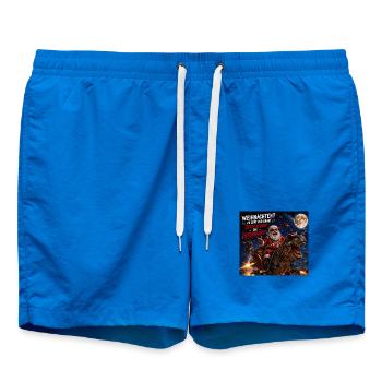 Liefernacht Weihnachtsmann Dino Humor Spruch Wild - Badeshorts - Cobalt blue - Vorne - AI Model Male 185 light (185cm)