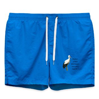 Storch Immer schön überlegen was man macht! - Badeshorts - Cobalt blue - Vorne - AI Model Male 185 light (185cm)