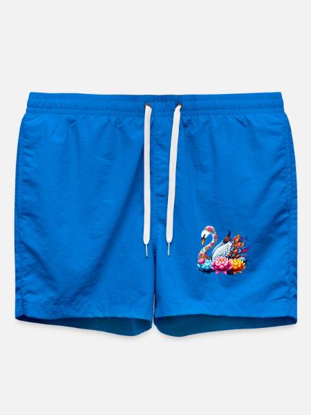 Schwan verziert mit Lotusblüten - Badeshorts - Cobalt blue