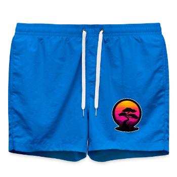 Bonsai in Neon Sunset – Retro Nature Design - Swim Trunks - cobalt blue - Front