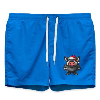 Pig Christmas Wild Boar - Swim Trunks - cobalt blue - Front