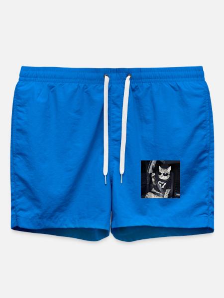 Cat Wearing Sunglasses Gen Alpha Funny Six Seven - Swim Trunks - cobalt blue