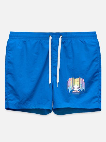 Pastel bunny on swing rainbow - Swim Trunks - cobalt blue