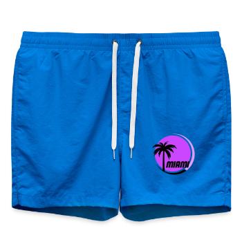 Miami Palmen Neon Retro - Badeshorts - Cobalt blue - Vorne - AI Model Male 185 light (185cm)