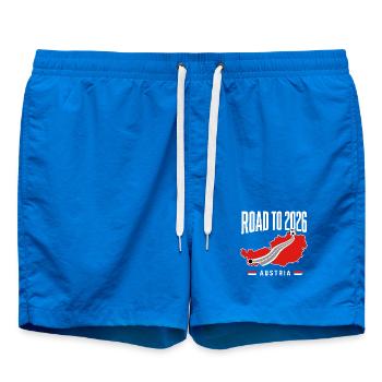 Austria Soccer Fan Road to 2026 Football Supporter - Badeshorts - Cobalt blue - Vorne - AI Model Male 185 light (185cm)