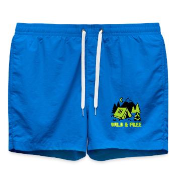 Camping Zelt Natur Grafik - Badeshorts - Cobalt blue - Vorne - AI Model Male 185 light (185cm)