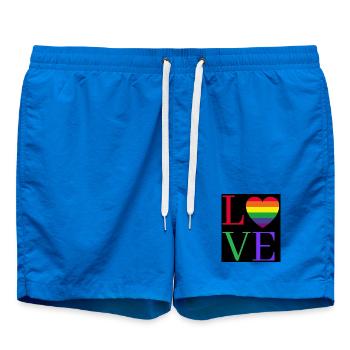 Rainbow Love Heart Pride Sticker - Swim Trunks - cobalt blue - Front