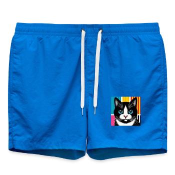 Chat - Short de bain - cobalt blue - Devant - AI Model Male 185 light (185cm)