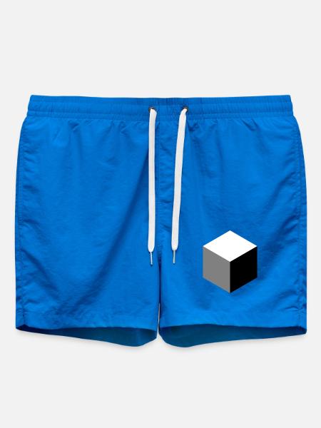 Geometric Cube Silhouette - Swim Trunks - cobalt blue
