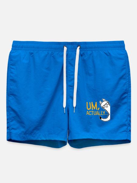 Lama Alpaka Um Actually Lustig Nerd Klugscheißer - Badeshorts - Cobalt blue