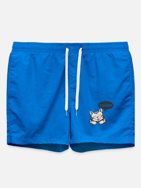 Powernap Cat - Sleeping Motif - Swim Trunks - cobalt blue