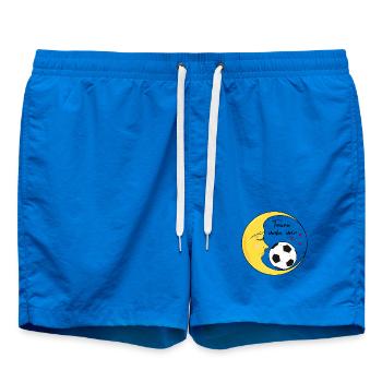 Mond mit Fußball - Badeshorts - Cobalt blue - Vorne - AI Model Male 185 light (185cm)