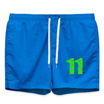 Zahl 11 - Nummer ELF FUSSBALL - 11. Geburtstag - Badeshorts - Cobalt blue - Vorne - AI Model Male 185 light (185cm)