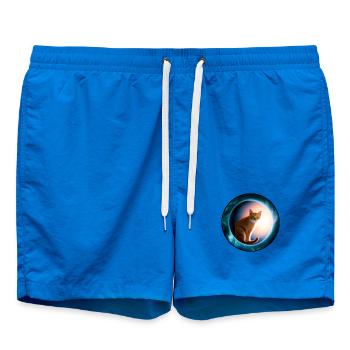 Katzen im kosmischen Orbit - Badeshorts - Cobalt blue - Vorne - AI Model Male 185 light (185cm)