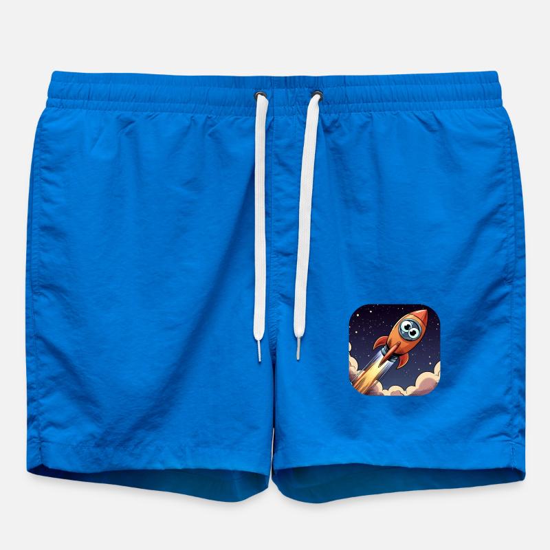 Comic Rocket with Eyes - Swim Trunks - cobalt blue