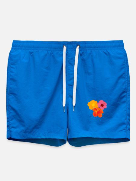 Hibiskus Trio - Pop Art Blüten - Badeshorts - Cobalt blue