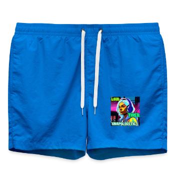 FORT. FATIGUÉ. SANS EXCUSES. – Affiche Cyber Attitude - Short de bain - cobalt blue - Devant - AI Model Male 185 light (185cm)