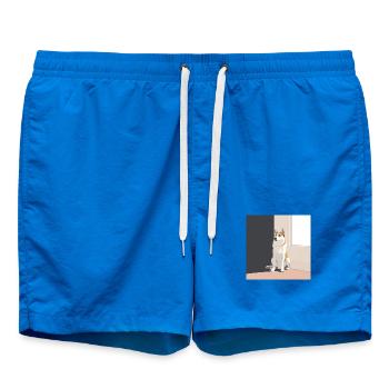 Husky Illustration im Skandinavischen Stil - Badeshorts - Cobalt blue - Vorne - AI Model Male 185 light (185cm)