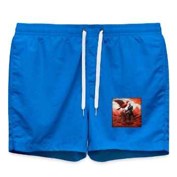  Man Surreal Bicycle with red bird and landscape - Badeshorts - Cobalt blue - Vorne - AI Model Male 185 light (185cm)