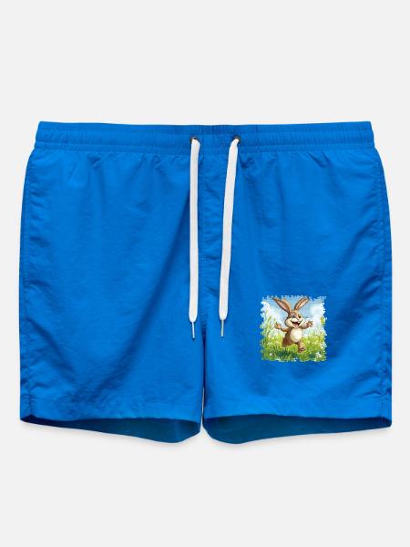 Cheerful bunny in spring meadow - Swim Trunks - cobalt blue