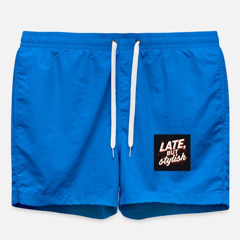 Late, But Stylish Retro Script - Short de bain - cobalt blue