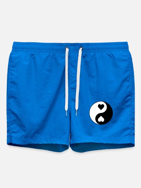 Heart YinYang Contrast - Swim Trunks - cobalt blue