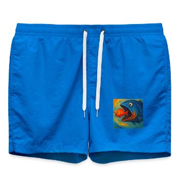 Poissons de la mer bleue à la recherche du poisson rouge - Short de bain - cobalt blue - Devant - AI Model Male 185 light (185cm)