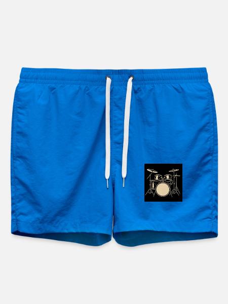 Black Silver Drumset Illustration - Swim Trunks - cobalt blue