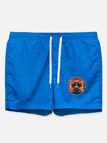DJ Discjockey Katze mit Kopfhörer Rave Hardystyle - Badeshorts - Cobalt blue