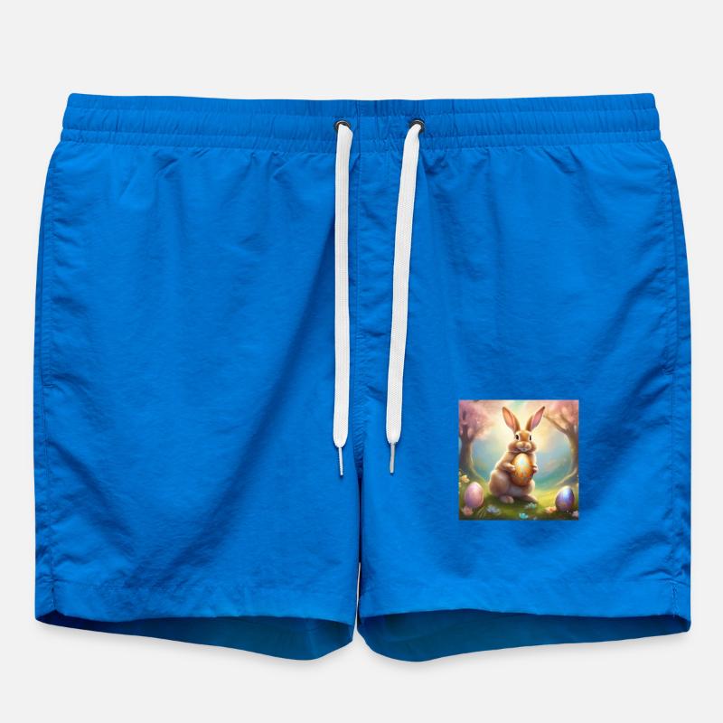 Spring bunny with gold Easter egg - Swim Trunks - cobalt blue