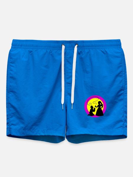 Bride and groom Wedding - Swim Trunks - cobalt blue