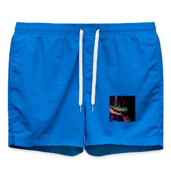 Neon Gentleman Krokodil mit Zylinder & Drink - Badeshorts - Cobalt blue - Vorne - AI Model Male 185 light (185cm)
