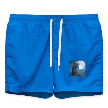 Chouette des neiges Pleine Lune Nuit magique d’hiver - Short de bain - cobalt blue - Devant - AI Model Male 185 light (185cm)